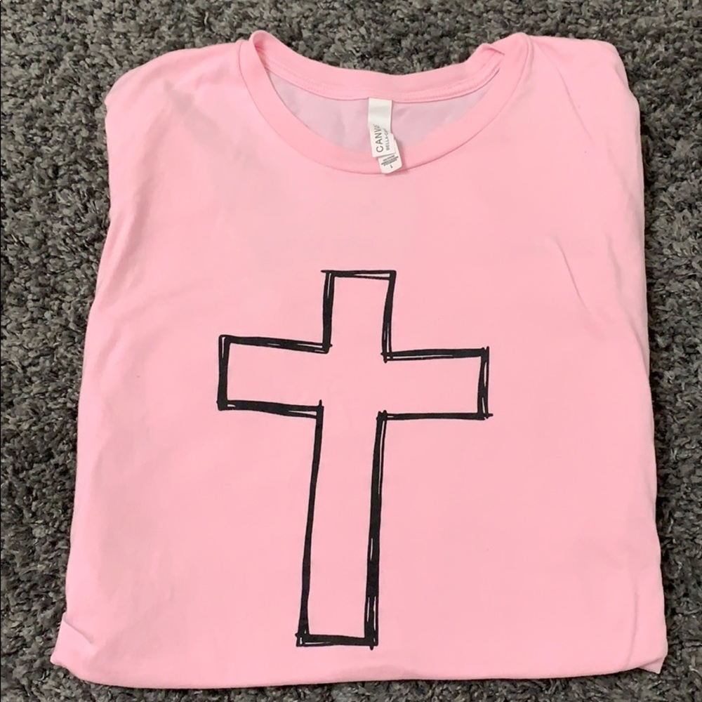 Simply pink cross t-shirt